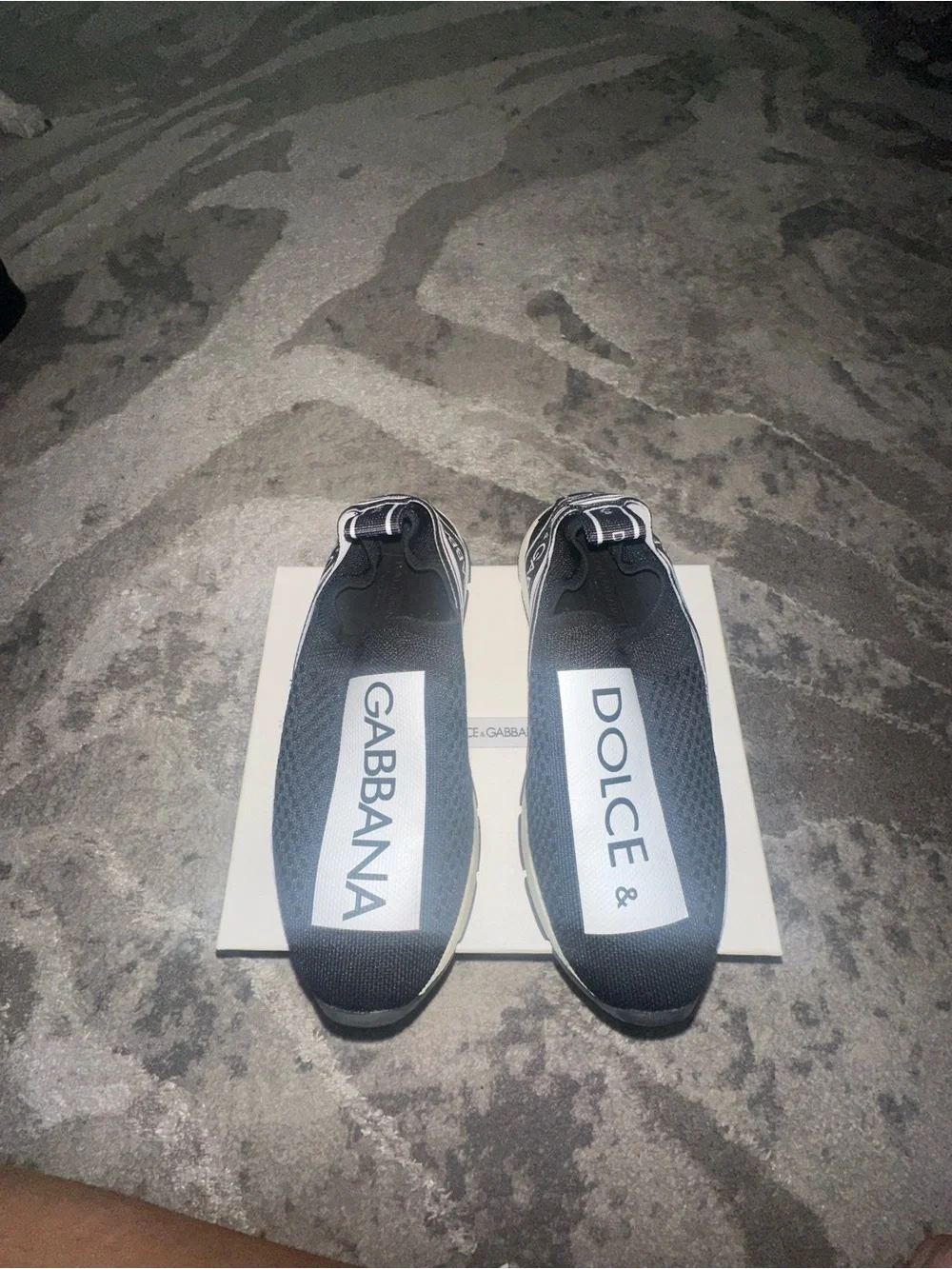 Dolce & Gabbana Black Slip-On Logo Sneakers